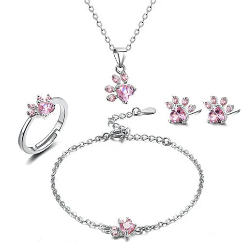 Arbour - Bijoux en 4 pièces en or rose avec cœur en zirconium et pierre