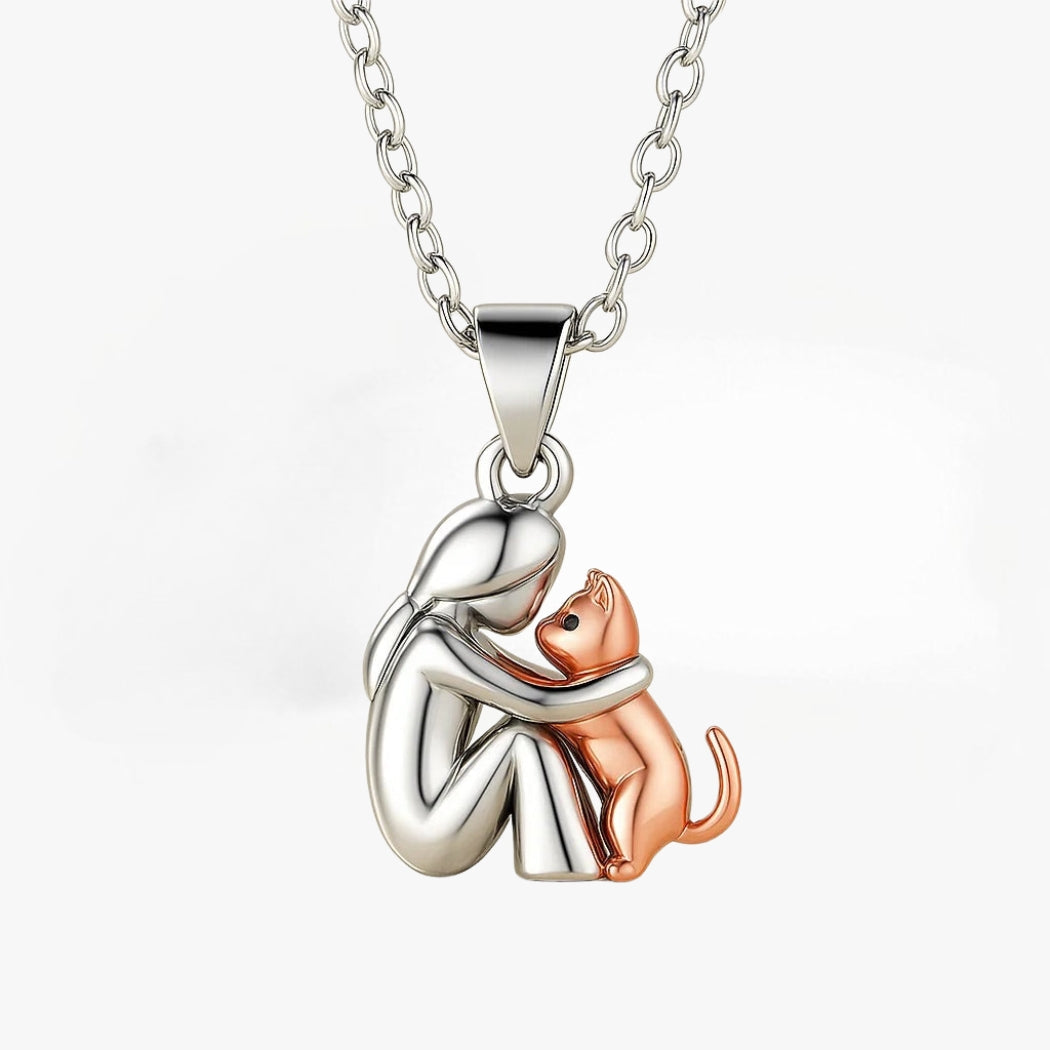 Aria - Collier Embrasser le Chien Doux (Argent & Rose)