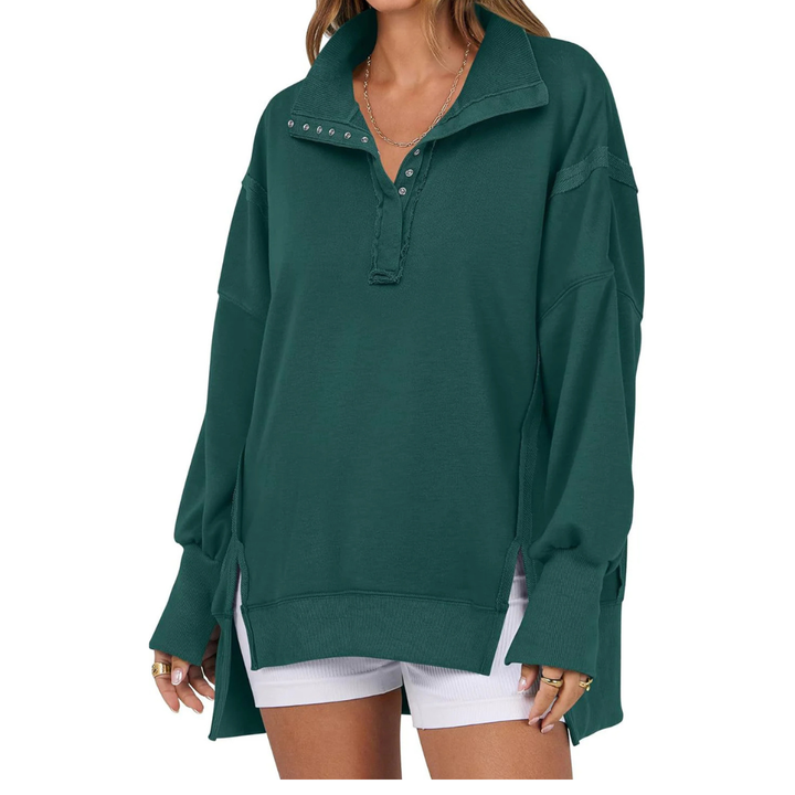 Veron™ – Sweat décontracté à coupe ample avec ourlet asymétrique fendu