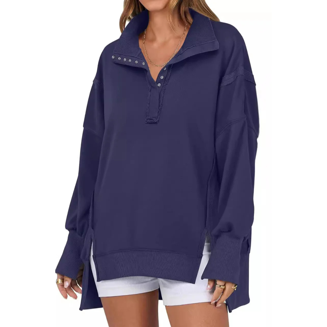 Veron™ – Sweat décontracté à coupe ample avec ourlet asymétrique fendu