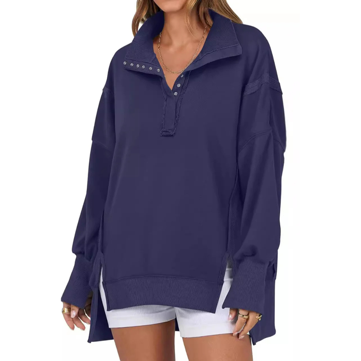 Veron™ – Sweat décontracté à coupe ample avec ourlet asymétrique fendu