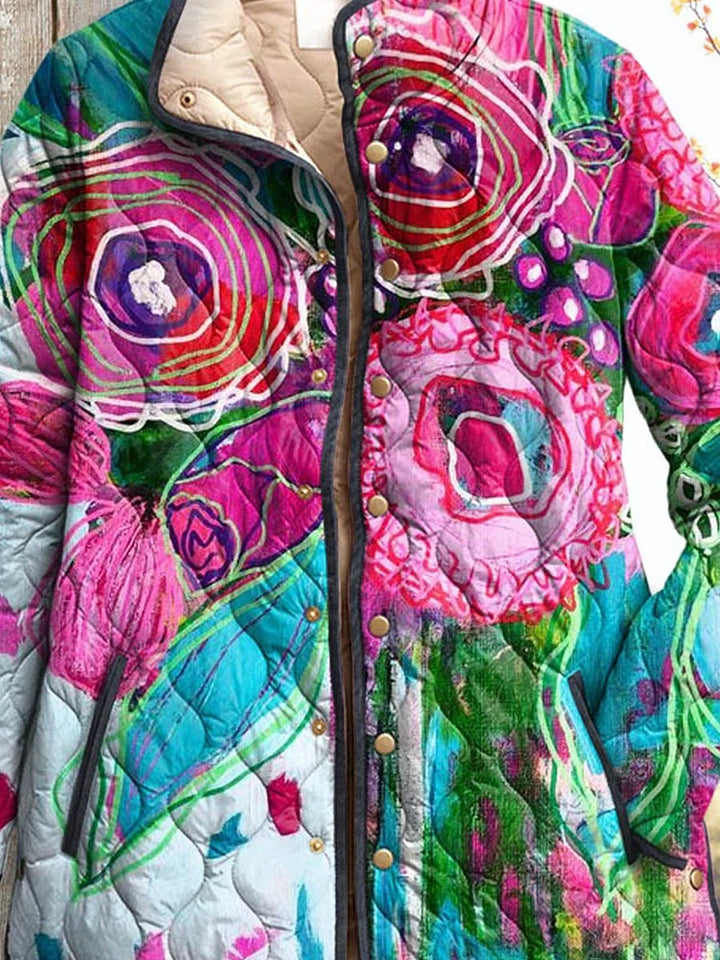 Veste élégante matelassée à imprimé floral pour femmes