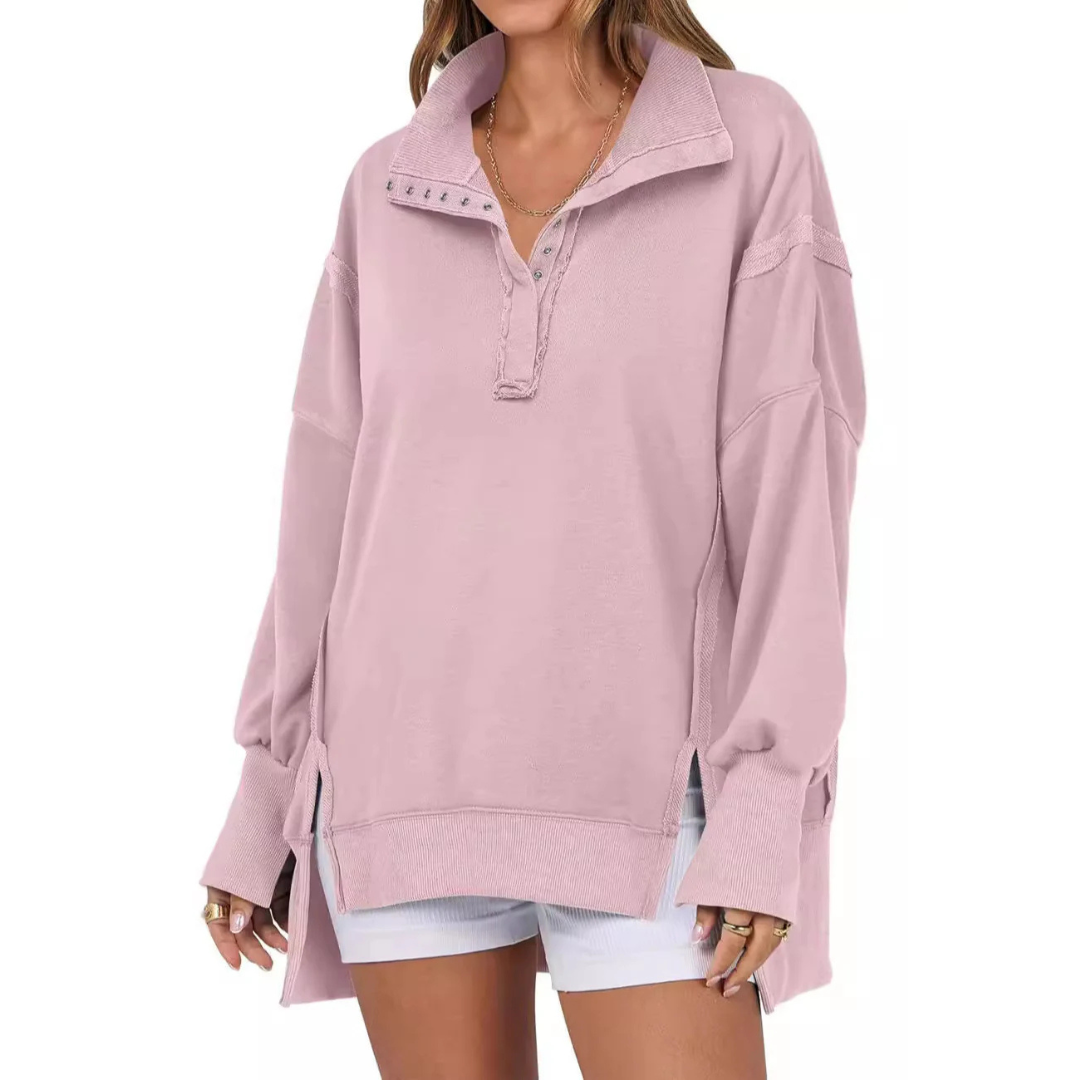 Veron™ – Sweat décontracté à coupe ample avec ourlet asymétrique fendu