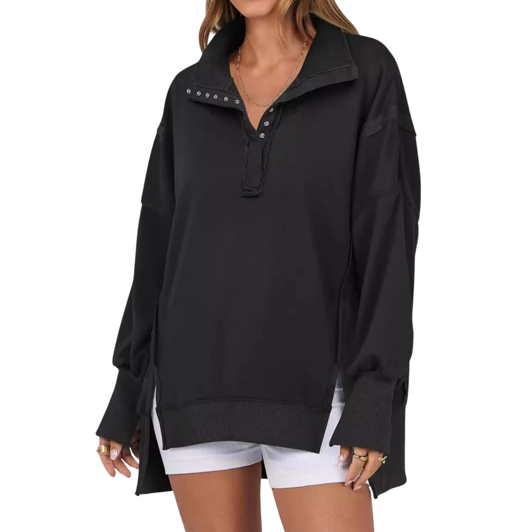 Veron™ – Sweat décontracté à coupe ample avec ourlet asymétrique fendu