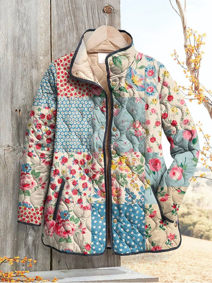 Veste matelassée florale pour femmes – Style vintage décontracté