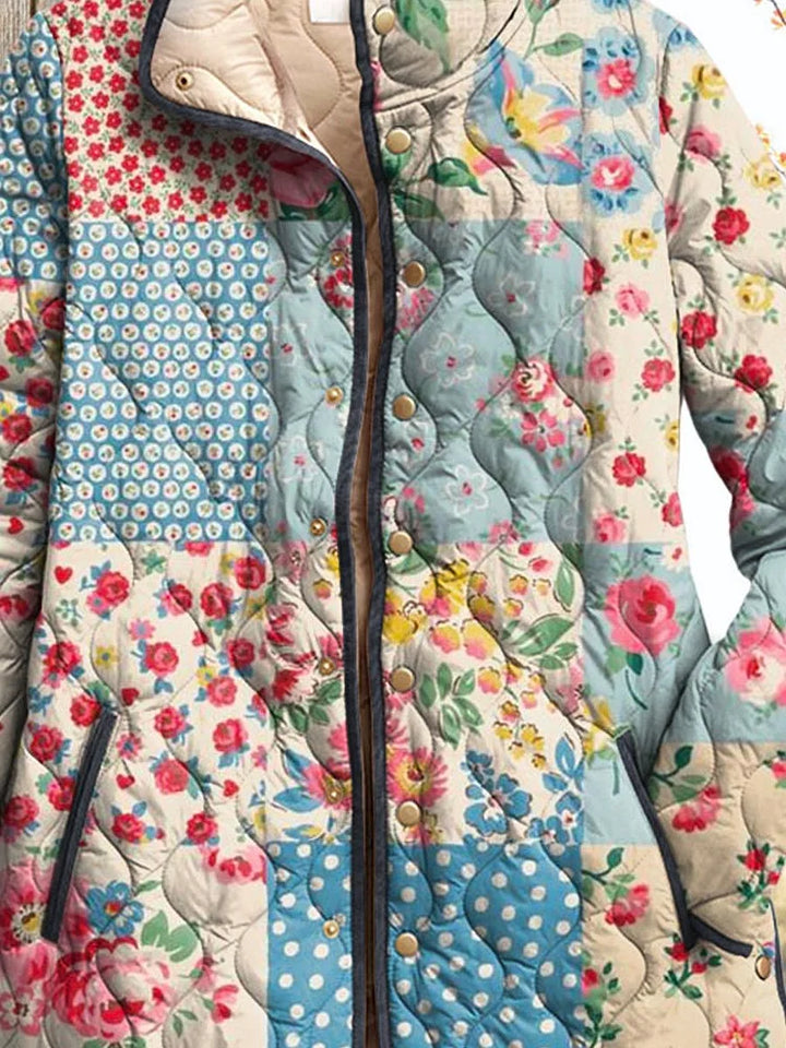 Veste matelassée florale pour femmes – Style vintage décontracté