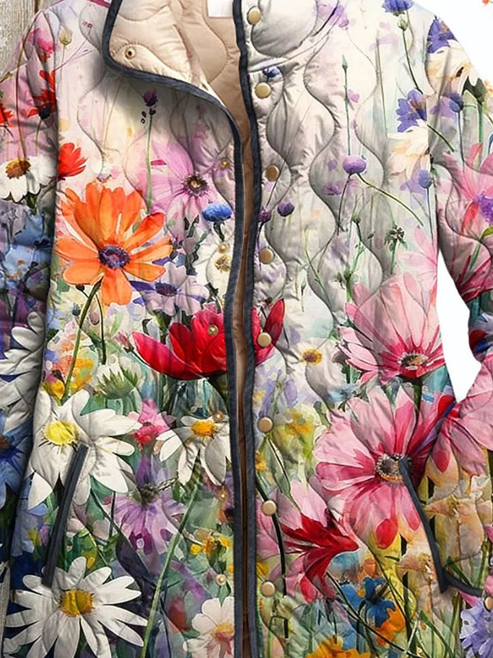 Veste matelassée florale pour femmes – Style vintage décontracté