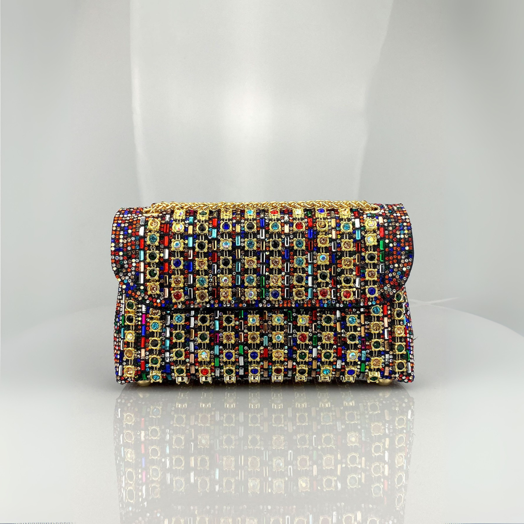 LAVIERA™ – Sac à bandoulière chic à chaîne et à motif diamant coloré