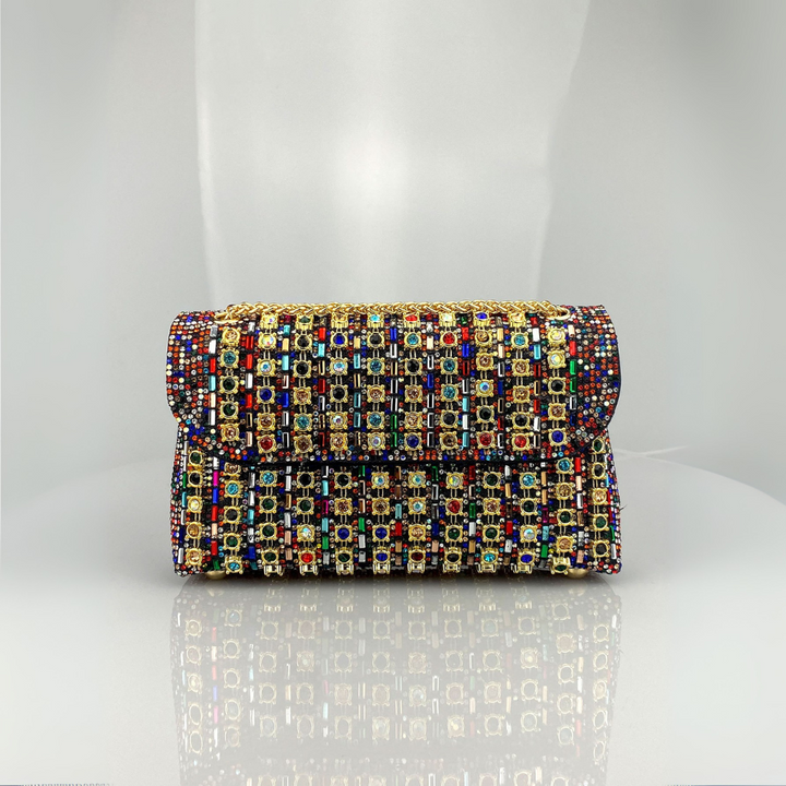 LAVIERA™ – Sac à bandoulière chic à chaîne et à motif diamant coloré