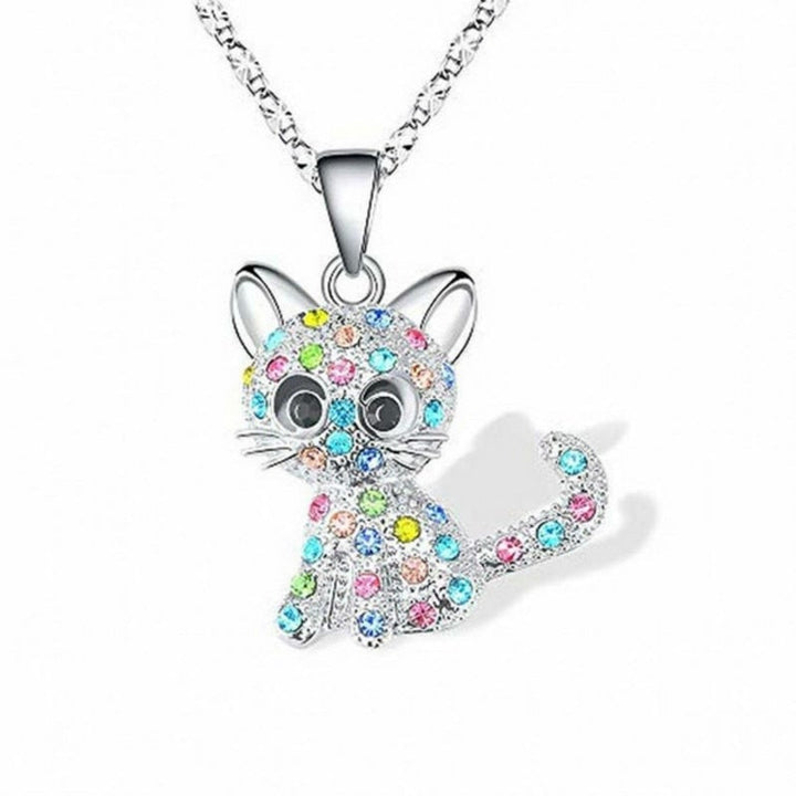 Collier en argent avec zirconium coloré bébé chat
