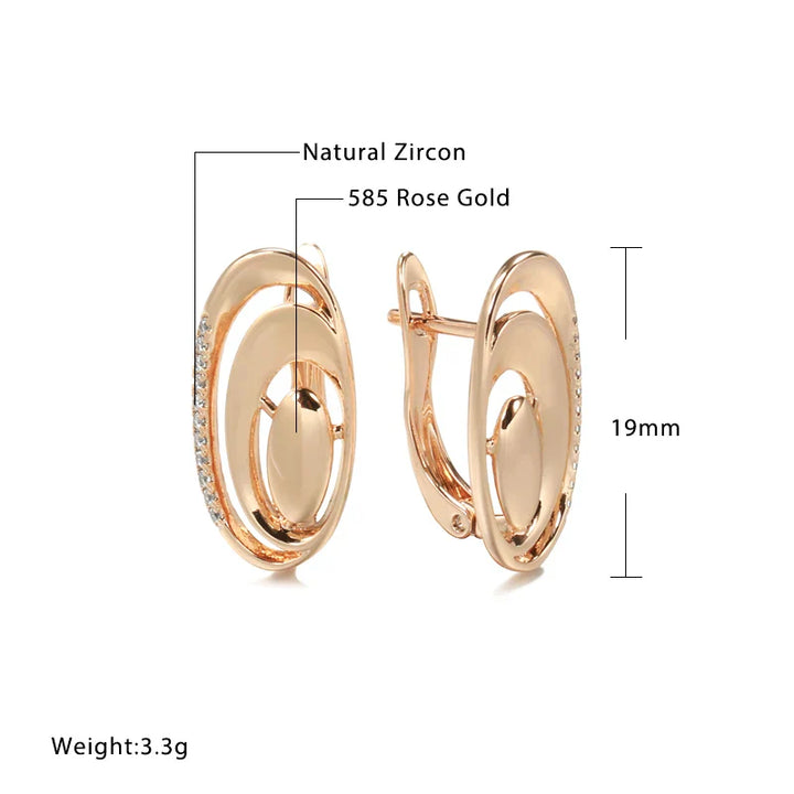 Boucles d’oreilles pendantes géométriques en or rose sophistiquées