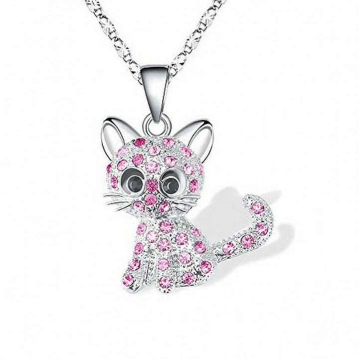 Collier en argent avec zirconium coloré bébé chat