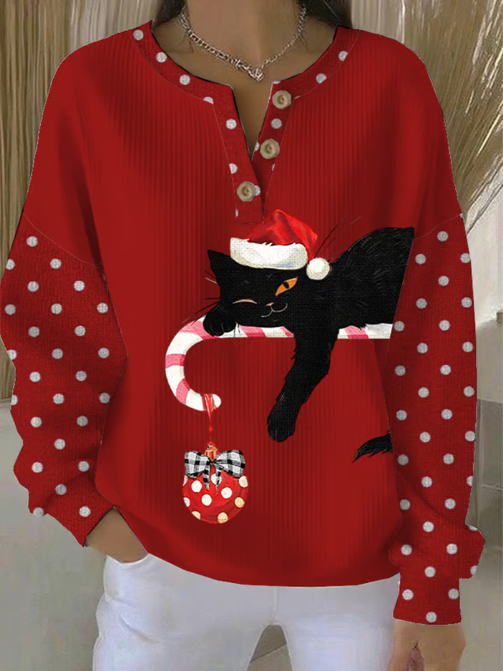 Mila™ | Pull de Noël avec chat