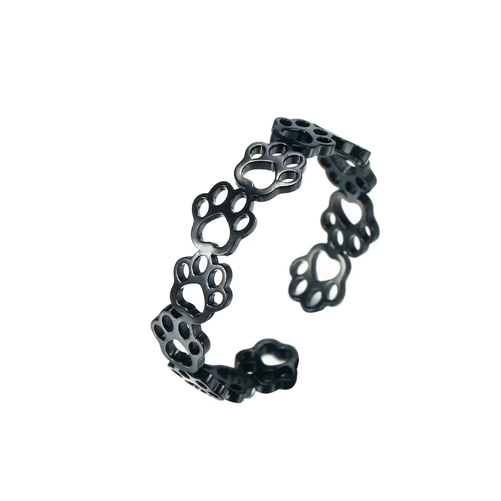 Nevae - Anneau ajustable avec motif de patte en argent et or