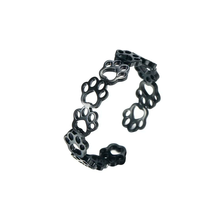 Nevae - Anneau ajustable avec motif de patte en argent et or