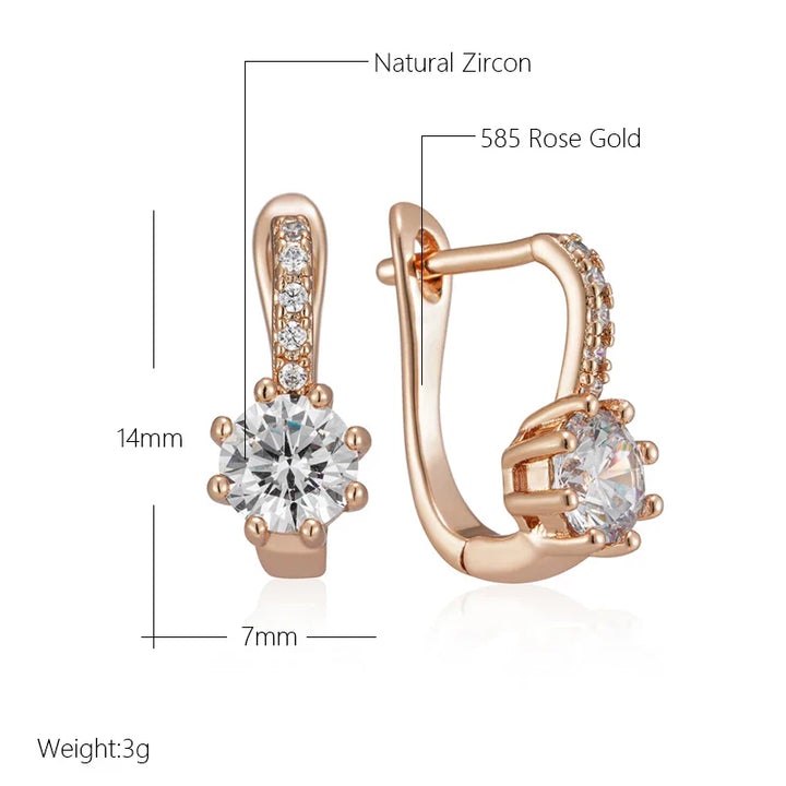 Boucles d’oreilles de mariée chic en zircon et or rose