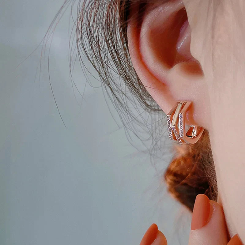 Créoles géométriques en or rose