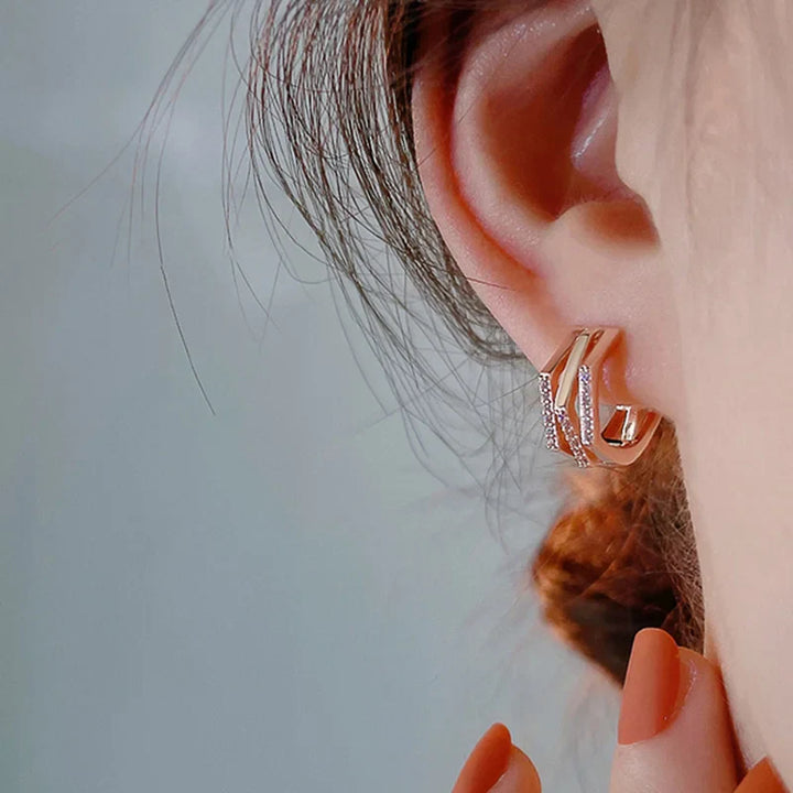 Créoles géométriques en or rose