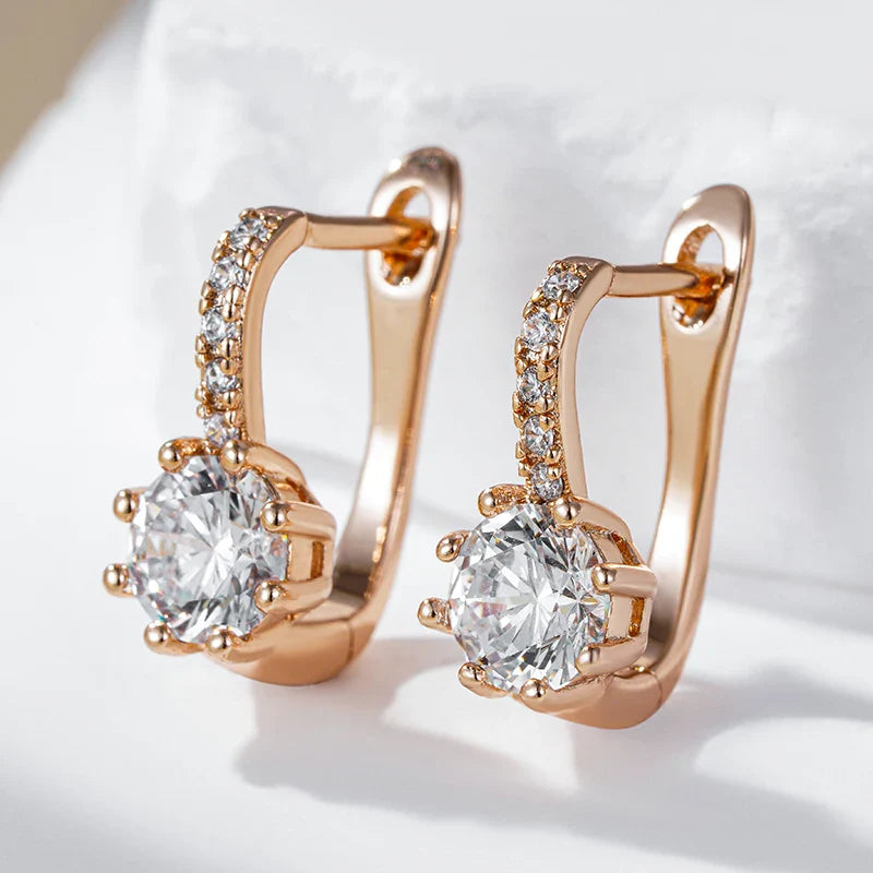Boucles d’oreilles de mariée chic en zircon et or rose