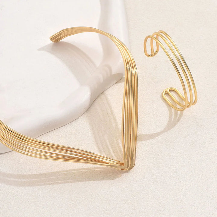 Jessa™ – Collier et bracelet multi-couches ouverts style punk chic