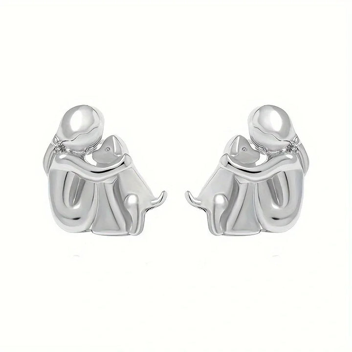 Aria - Boucles d'oreilles Embrasser le Chien (Argent & Or)