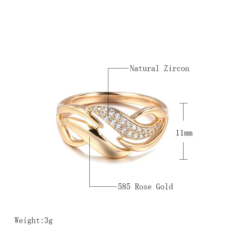 Bague géométrique élégante en zircon et or rose