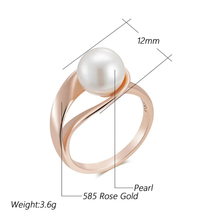 Bague géométrique avec perle exclusive en or rose