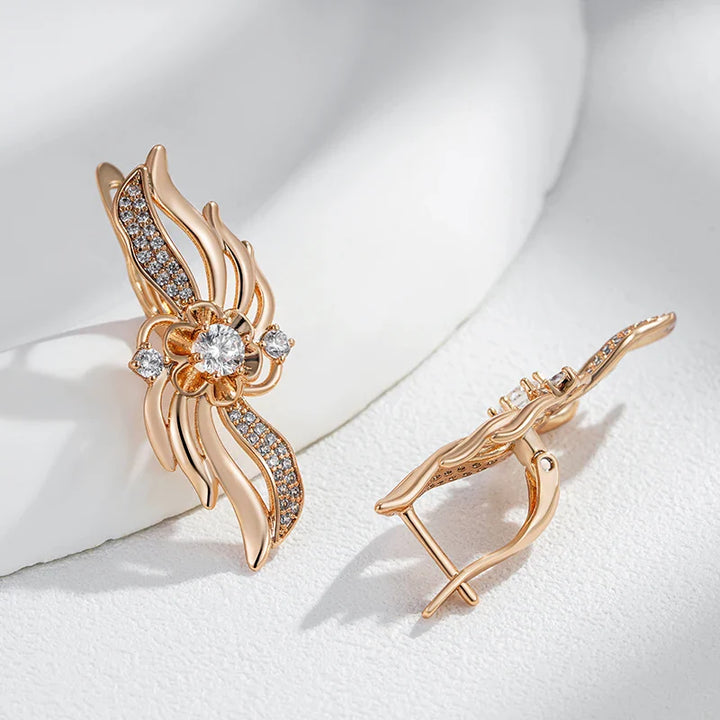 Boucles d’oreilles fleur ajourée en or rose