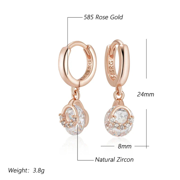 Boucles d’oreilles intemporelles en zircon et or rose