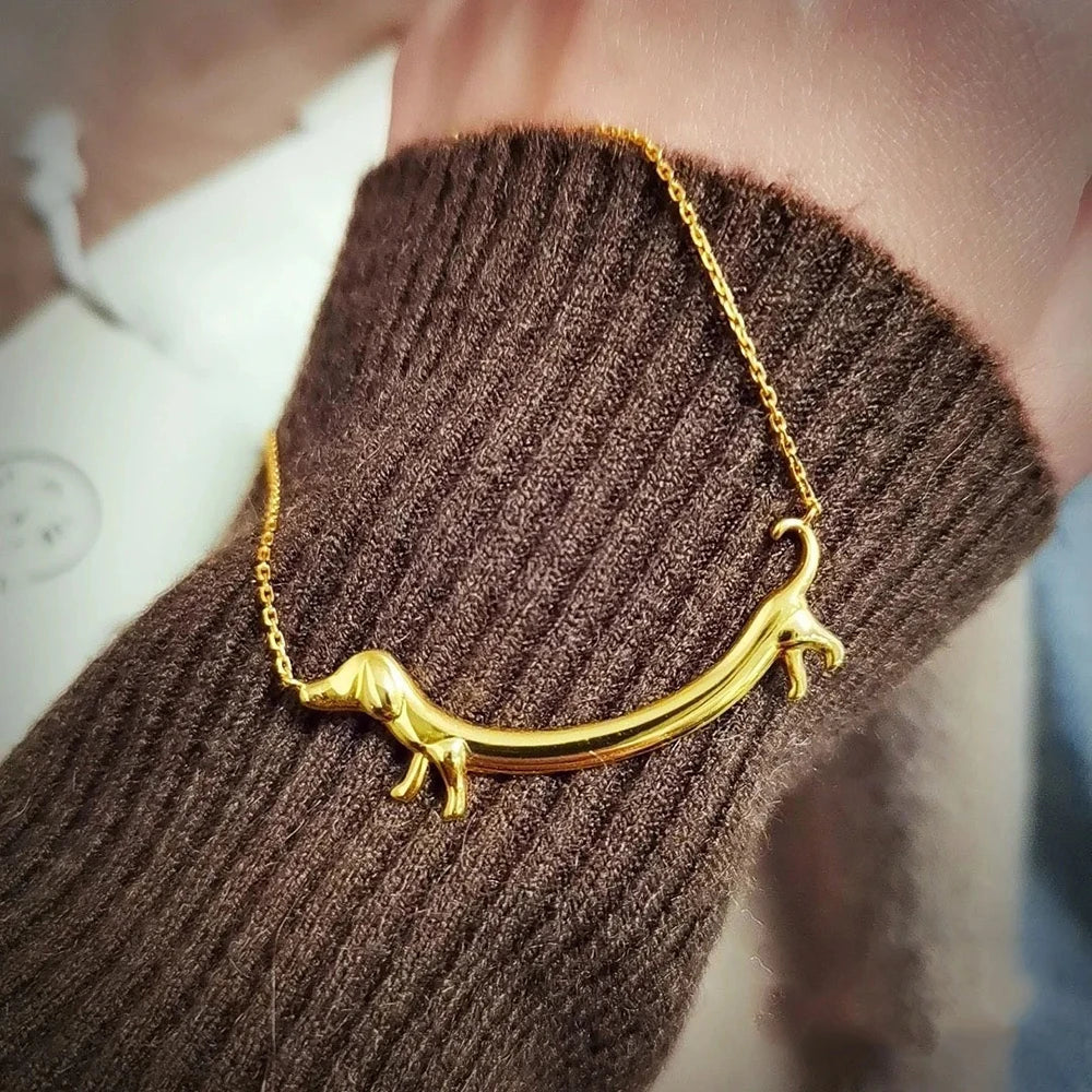 Shaneta - Collier Teckel en argent et or