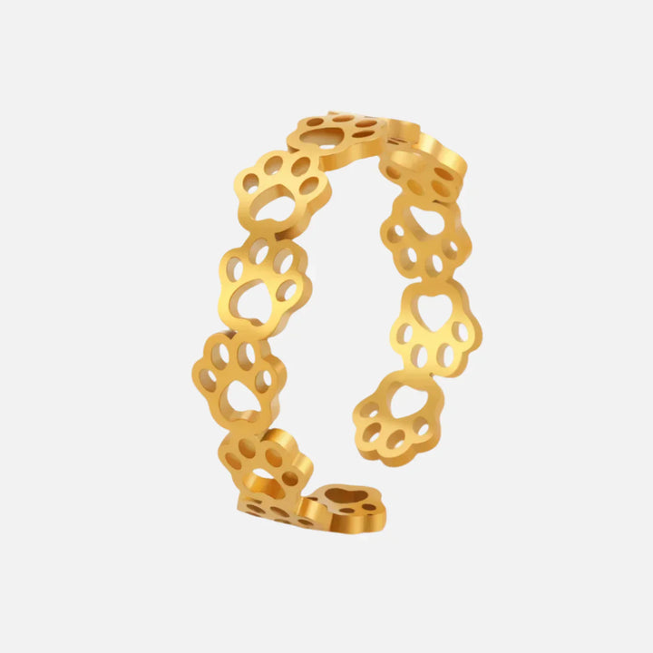 Nevae - Anneau ajustable avec motif de patte en argent et or