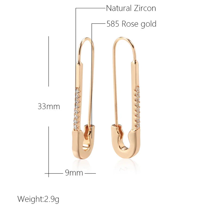 Boucles d’oreilles longues pendantes en or rose ancien