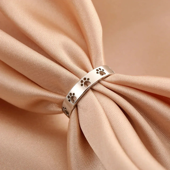 Alyssa - Anneau ajustable avec empreinte de patte en or et argent