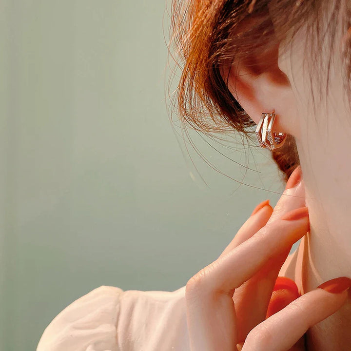 Créoles géométriques en or rose