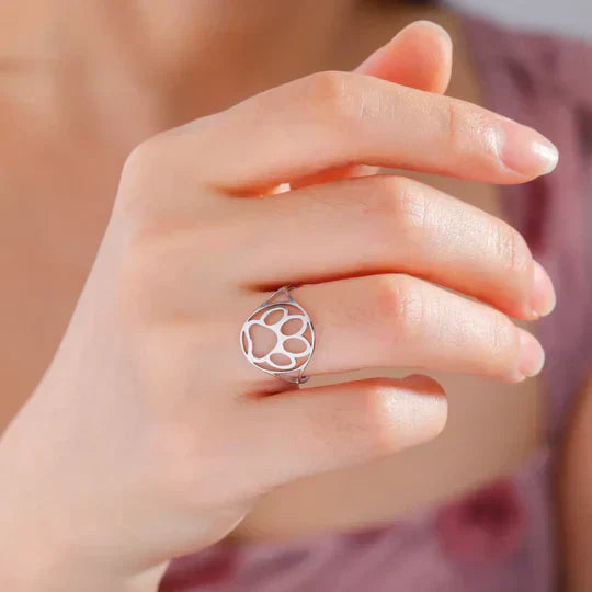 Laila - Anneau ouvert en or et argent avec motif de patte