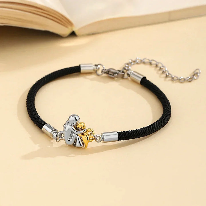 Harper - Bracelet Embrasser le Chien Noir (Argent & Charm Or)