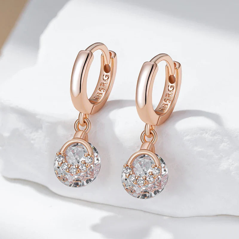 Boucles d’oreilles intemporelles en zircon et or rose