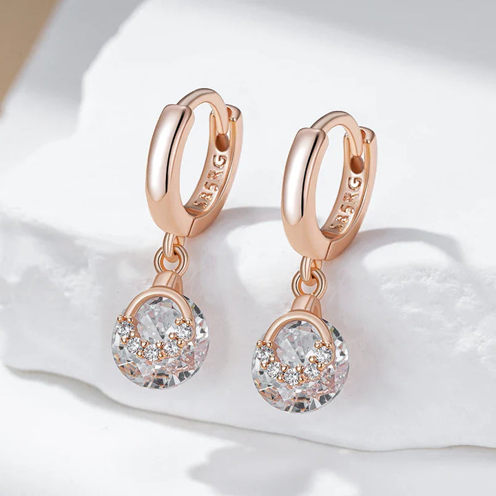 Boucles d’oreilles intemporelles en zircon et or rose