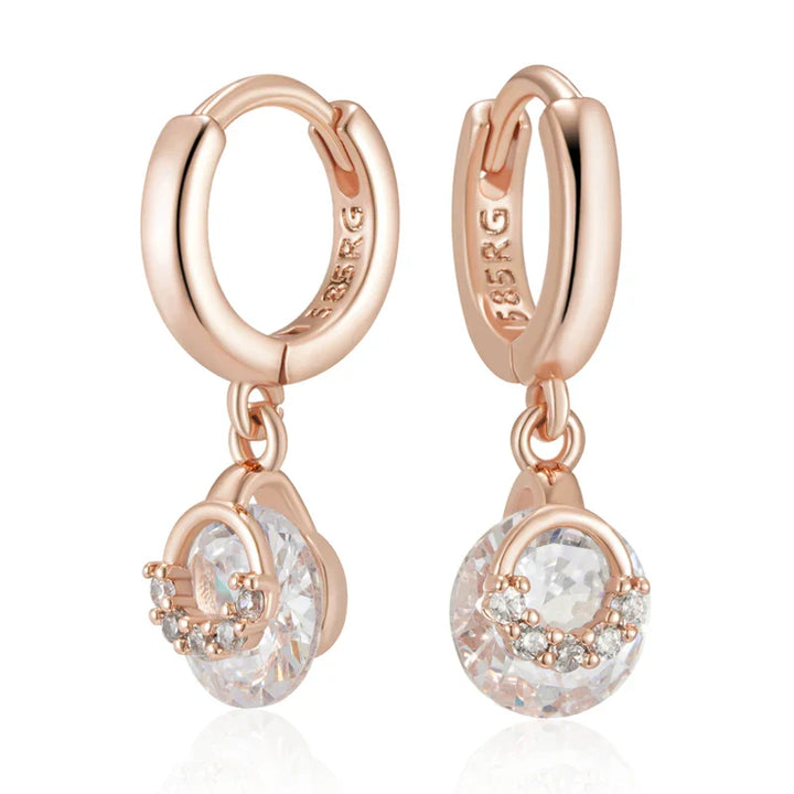 Boucles d’oreilles intemporelles en zircon et or rose