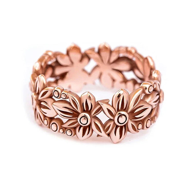 Bague statement fleur chic en or rose