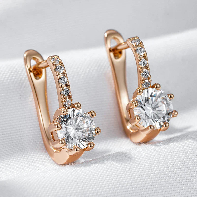 Boucles d’oreilles de mariée chic en zircon et or rose