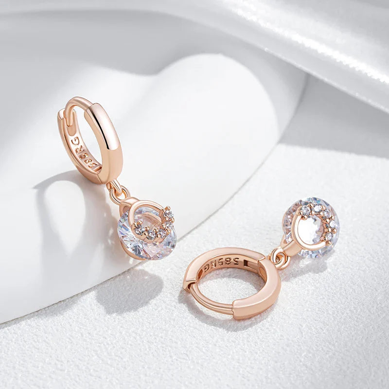 Boucles d’oreilles intemporelles en zircon et or rose