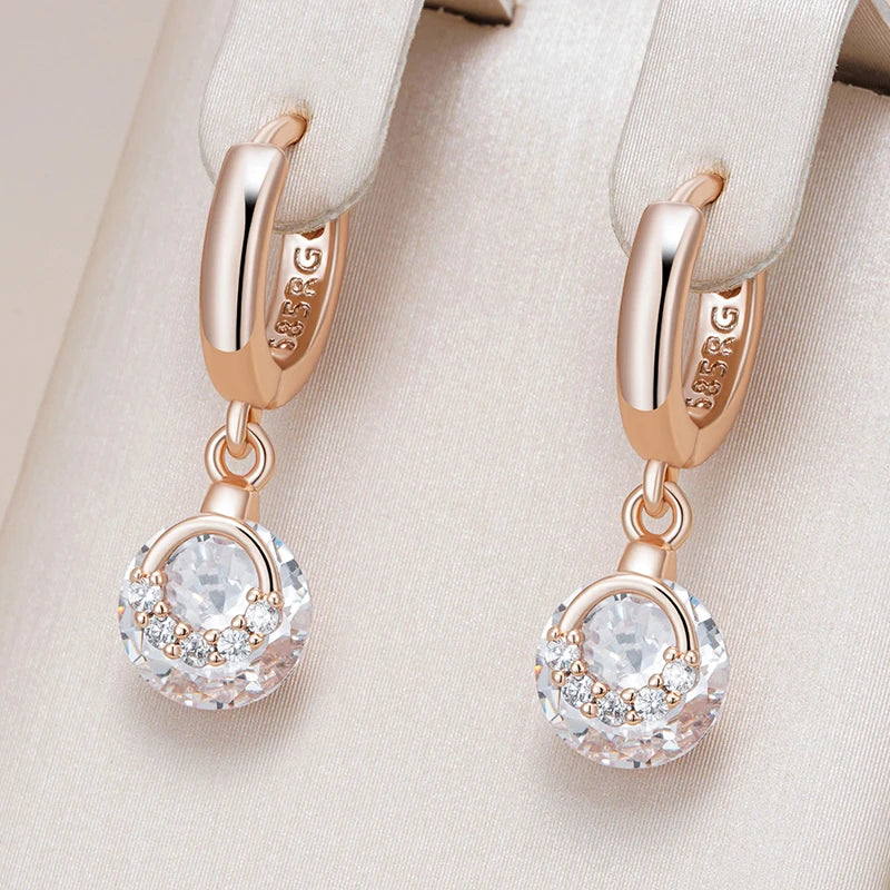 Boucles d’oreilles intemporelles en zircon et or rose