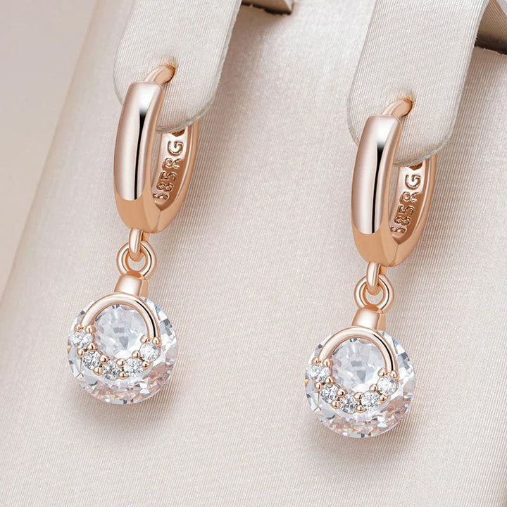 Boucles d’oreilles intemporelles en zircon et or rose
