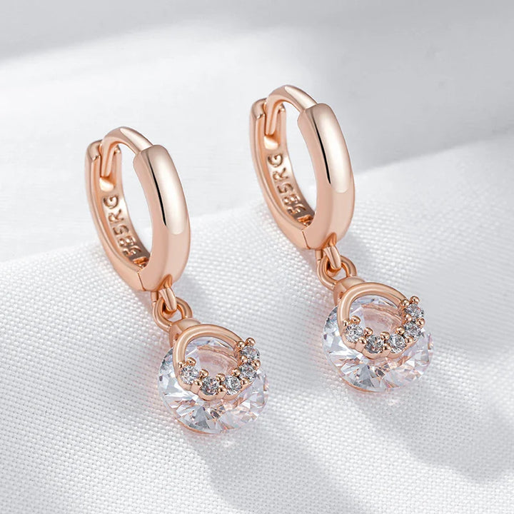 Boucles d’oreilles intemporelles en zircon et or rose