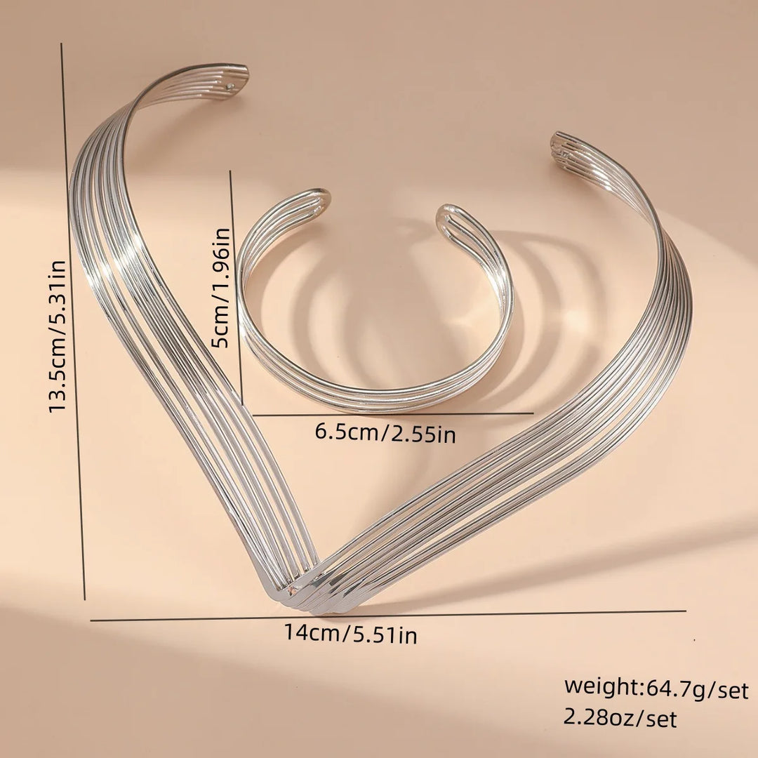 Jessa™ – Collier et bracelet multi-couches ouverts style punk chic