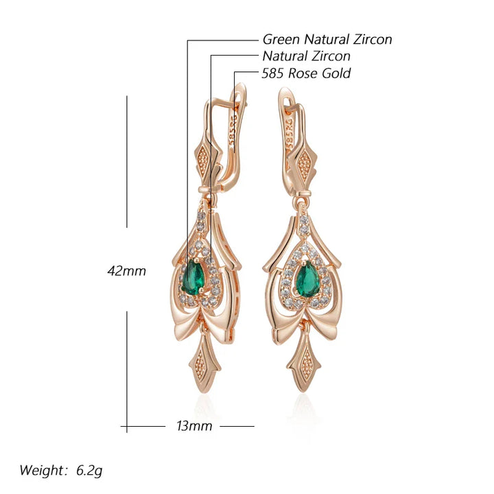 Boucles d’oreilles pendantes en cristal et or rose