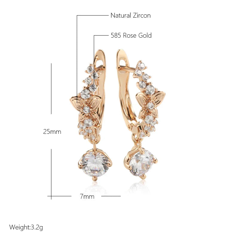 Boucles d’oreilles pendantes papillon chic en or rose