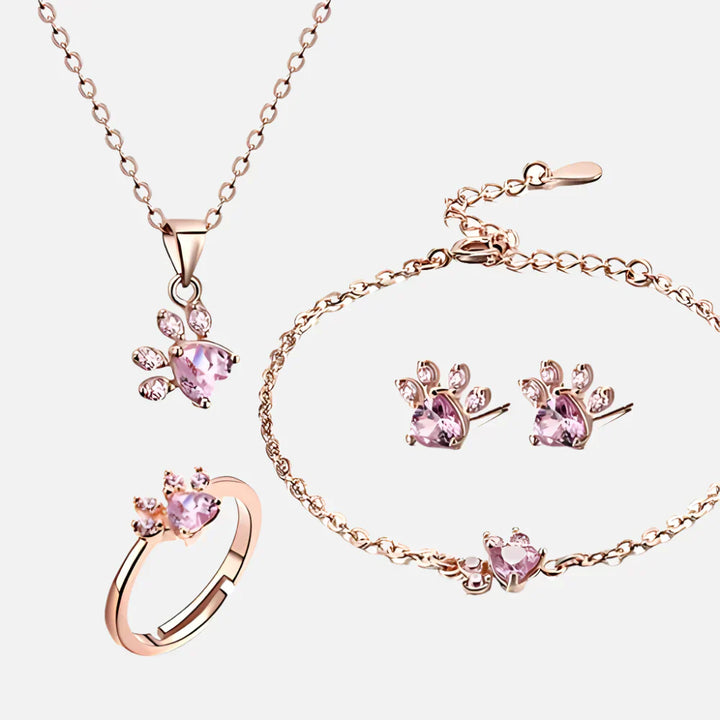 Arbour - Bijoux en 4 pièces en or rose avec cœur en zirconium et pierre