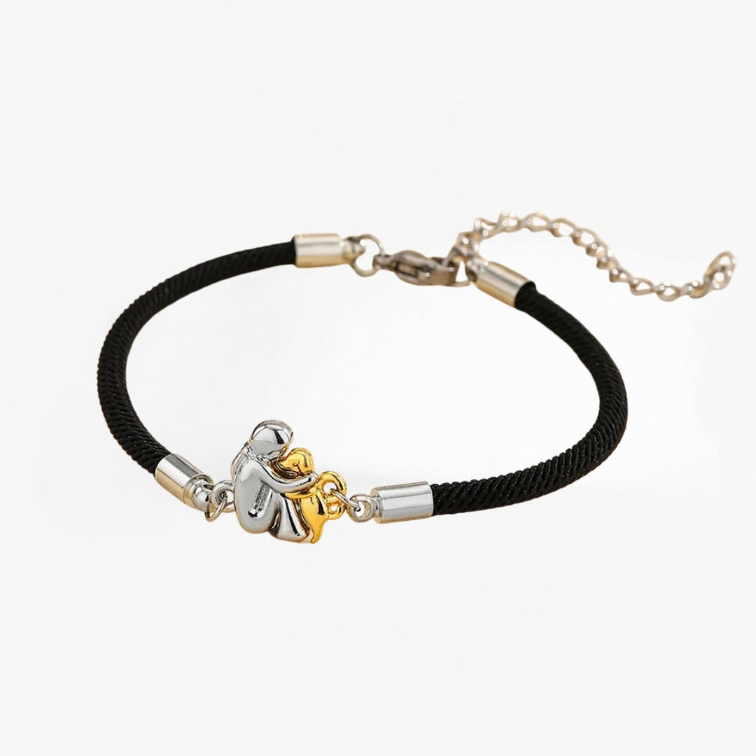 Harper - Bracelet Embrasser le Chien Noir (Argent & Charm Or)